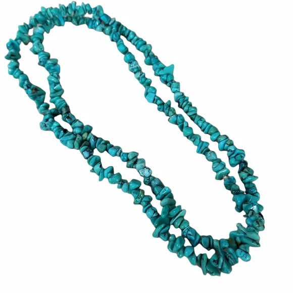 Vintage Boho Turquoise Agate & Moonstone Necklace - Picture 12 of 15